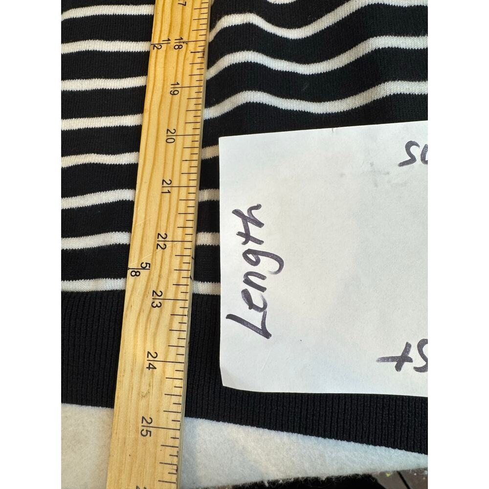 Lauren Ralph Lauren 1x women 100% cotton black white striped turtleneck academia - Picture 5 of 6